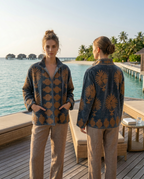 Grey Embroidered Velvet Jacket