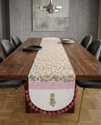 Pink Vine Table Runner with Tassels