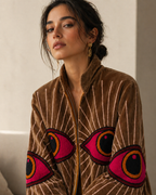Brown Evil Eye Velvet Jacket