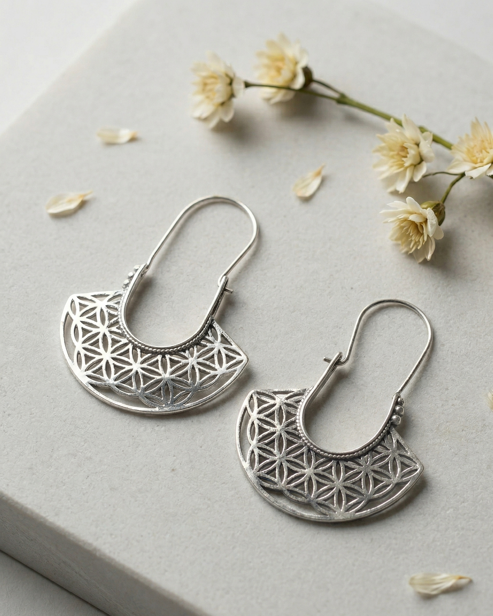 Bell Hoop Silver Earrings