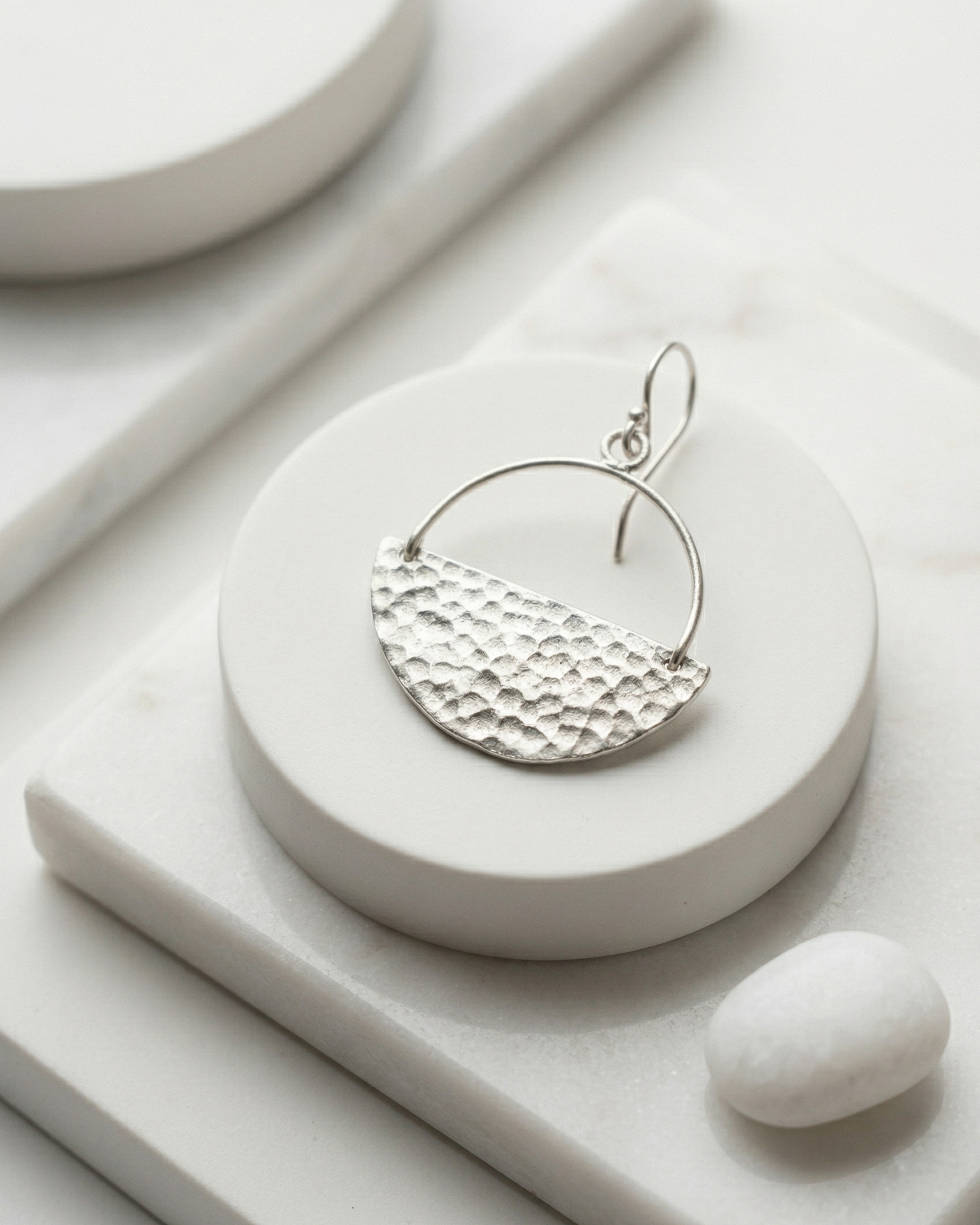 Half Moon Silver Earrings